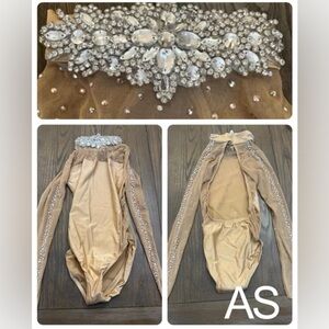 Beautiful neck design Sokali custom leotard, costume adult small